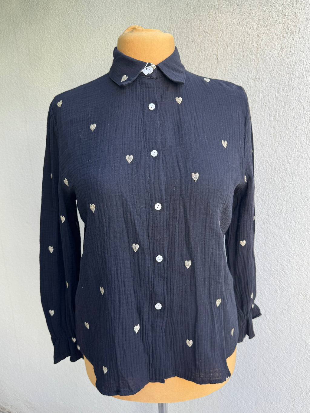 Chemise cœur gaz de coton