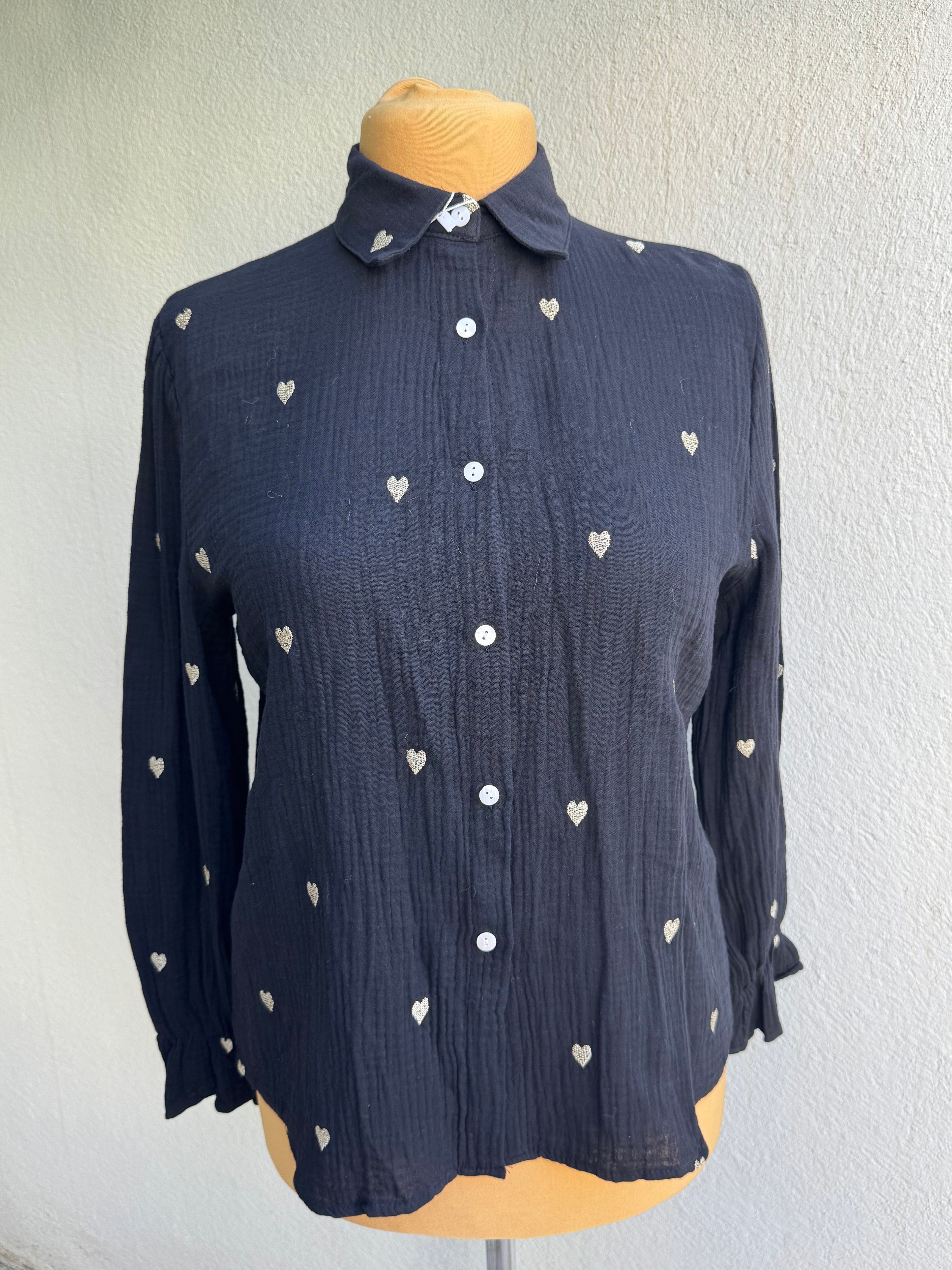 Chemise cœur gaz de coton