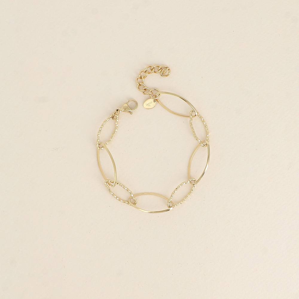 Bracelet - maillons alternés ovales dentelés et lisses