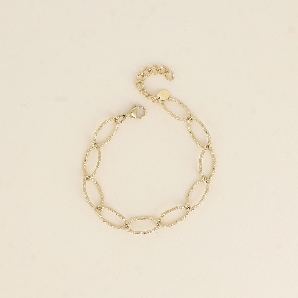 Bracelet - maillons alternés ovales dentelés