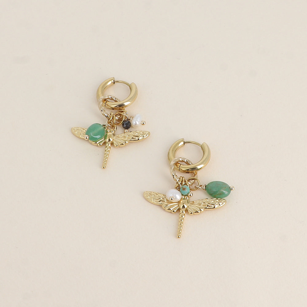 Créoles  BOHM- libellule, pierres naturelles