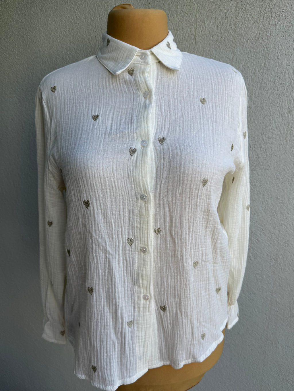 Chemise cœur gaz de coton