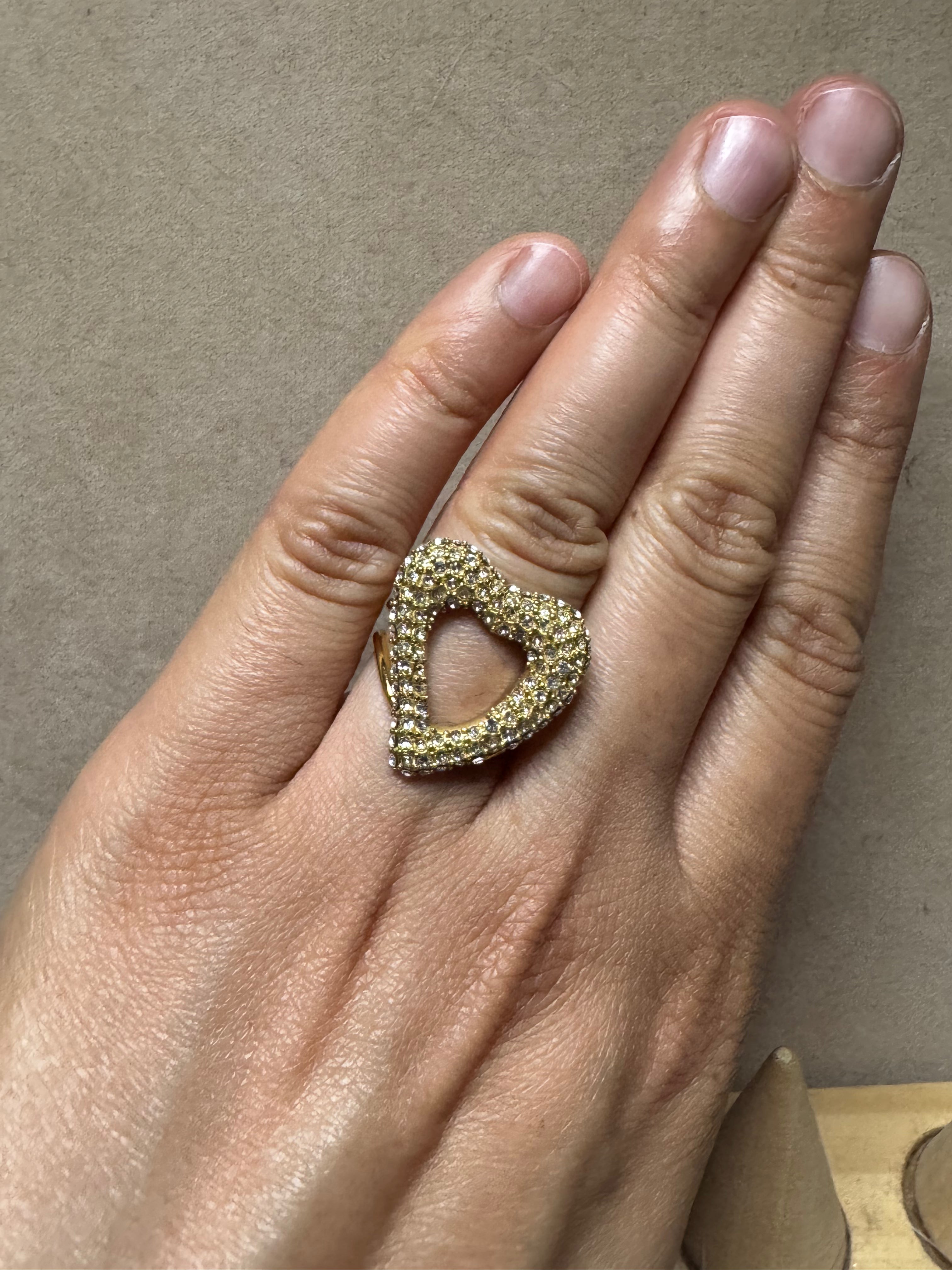 Bague cœur strass