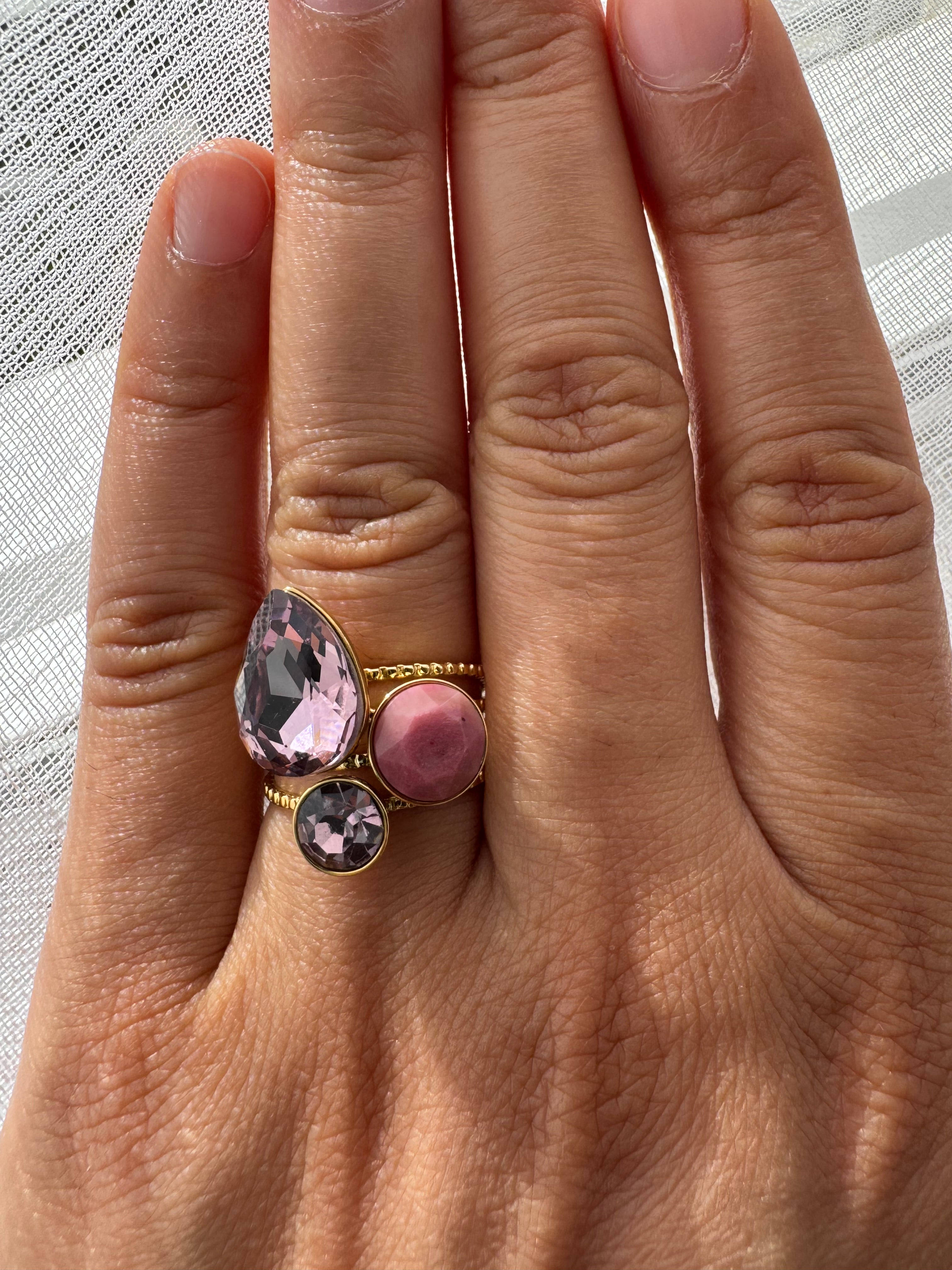 bague Reine acier inoxydable pierre véritable