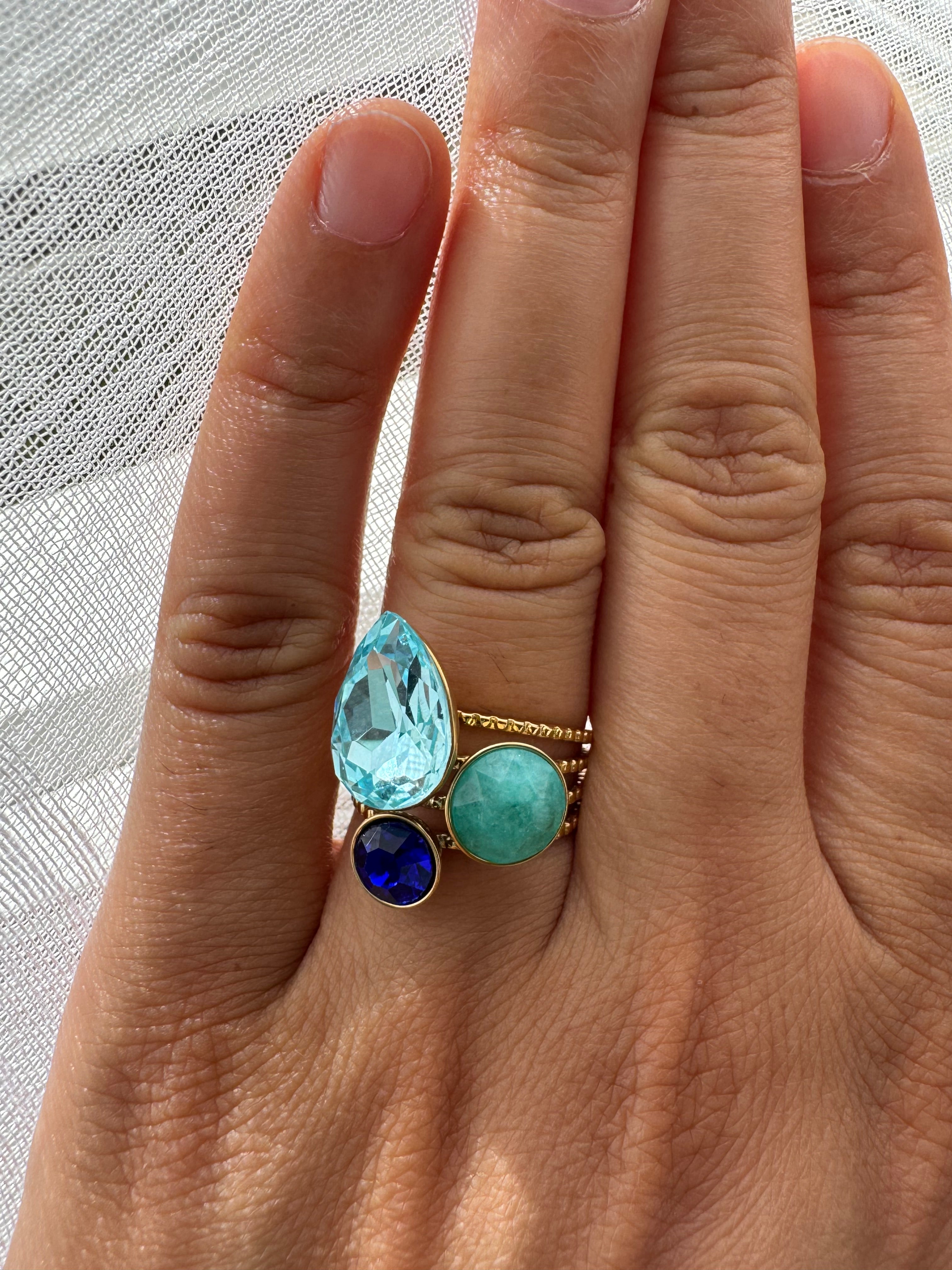 bague Reine acier inoxydable pierre véritable